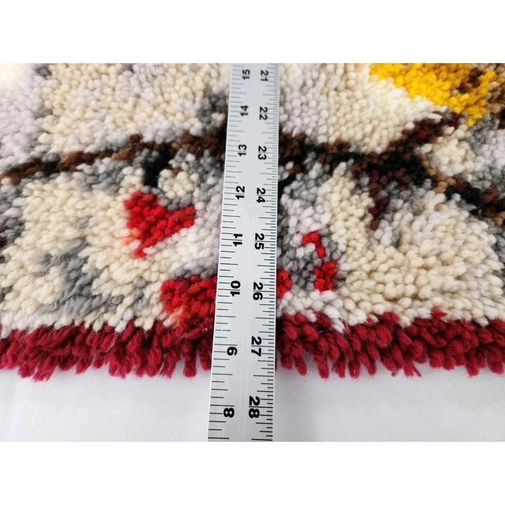 Vintage Cardinal Pair Finished Latch Hook Rug Kit Wall Hanging Birds Trees 37x27